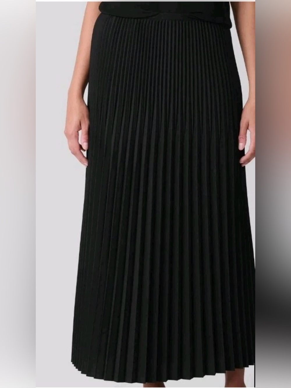 NWT Eileen Fisher Black Pleated Wool Silk Blend Maxi Skirt - Picture 2 of 5